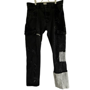 ⛓️ mnml Reworked Cargo Jeans - Custom Deconstructed Boro - Size 38